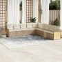 Set de sofás de jardín 9 pzas con cojines ratán sintético beige by , Garden sets - Ref: Foro24-3260140, Price: 625,85 €, Disc...