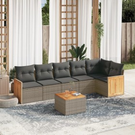 Set de sofás de jardín 7 piezas con cojines ratán PE gris de , Conjuntos de jardín - Ref: Foro24-3260079, Precio: 428,61 €, D...