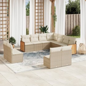 Gartensofa-Set 11-teilig mit beigen Polstern aus synthetischem Rattan von , Gartensets - Ref: Foro24-3260168, Preis: 705,78 €...