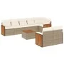 Gartensofa-Set, 9-teilig, mit Kissen, aus synthetischem Rattan in Beige. von , Gartensets - Ref: Foro24-3260238, Preis: 665,7...