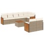 Set de sofás de jardín 9 pzas con cojines ratán sintético beige by , Garden sets - Ref: Foro24-3260238, Price: 620,58 €, Disc...