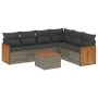Set de sofás de jardín 7 piezas con cojines ratán PE gris by , Garden sets - Ref: Foro24-3260093, Price: 436,94 €, Discount: %