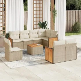 Set de sofás de jardín 9 pzas con cojines ratán sintético beige by , Garden sets - Ref: Foro24-3260252, Price: 665,78 €, Disc...