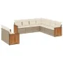 Gartensofa-Set, 9-teilig, mit Kissen, aus synthetischem Rattan in Beige. von , Gartensets - Ref: Foro24-3260182, Preis: 700,0...