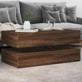 Mesa de centro con luces LED marrón roble 90x50x40 cm by , Coffee table - Ref: Foro24-839867, Price: 109,09 €, Discount: %