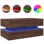 Mesa de centro con luces LED marrón roble 90x50x40 cm de , Mesas de centro - Ref: Foro24-839867, Precio: 99,21 €, Descuento: %