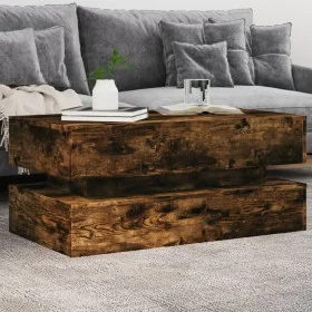 Mesa de centro con luces LED roble ahumado 90x50x40 cm by , Coffee table - Ref: Foro24-839865, Price: 93,53 €, Discount: %