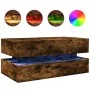 Mesa de centro con luces LED roble ahumado 90x50x40 cm de , Mesas de centro - Ref: Foro24-839865, Precio: 93,51 €, Descuento: %