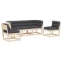 5-piece garden sofa set with solid pine wood and cushions by , Garden sets - Ref: Foro24-3216980, Price: 483,96 €, Discount: %