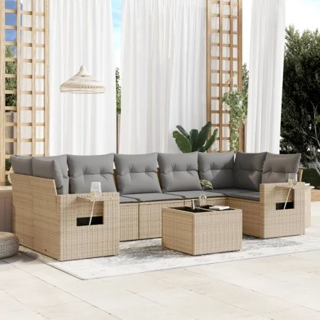 Juego de sofás de jardín con cojines beige 8 pzas ratán PE de , Conjuntos de jardín - Ref: Foro24-3252276, Precio: 531,69 €, ...