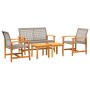 5-teiliges Bistro-Set aus grauem PE-Rattan und Akazienholz von , Modulare Sofas für den Außenbereich - Ref: Foro24-367605, Pr...