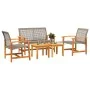 Juego de bistro de 5 piezas ratán PE gris y madera de acacia by , Modular outdoor sofas - Ref: Foro24-367605, Price: 251,57 €...