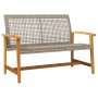 5-teiliges Bistro-Set aus grauem PE-Rattan und Akazienholz von , Modulare Sofas für den Außenbereich - Ref: Foro24-367605, Pr...