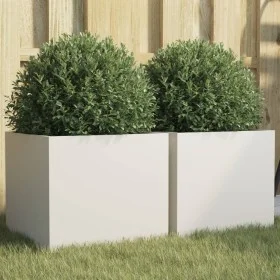 Blumenkästen 2 Stück aus weißem Stahl 32x30x29 cm von , Töpfe und Pflanzgefäße - Ref: Foro24-841538, Preis: 62,69 €, Rabatt: %