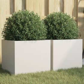 Jardineras 2 unidades acero blanco 32x30x29 cm de , Maceteros y jardineras - Ref: Foro24-841538, Precio: 64,13 €, Descuento: %