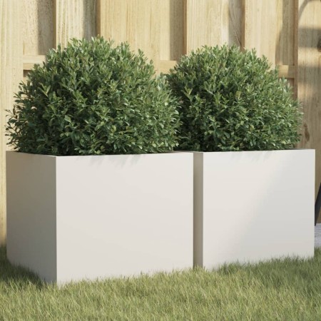 Blumenkästen 2 Stück aus weißem Stahl 32x30x29 cm von , Töpfe und Pflanzgefäße - Ref: Foro24-841538, Preis: 64,13 €, Rabatt: %