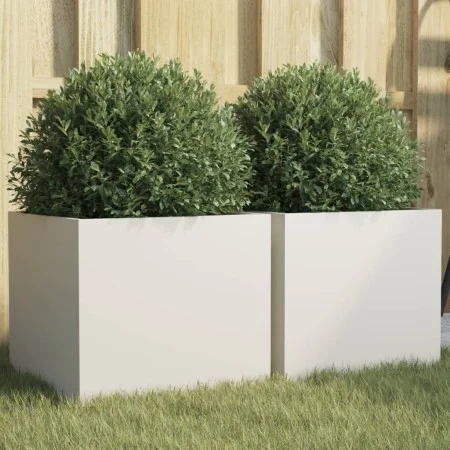 Jardineras 2 unidades acero blanco 32x30x29 cm by , Pots and planters - Ref: Foro24-841538, Price: 62,69 €, Discount: %