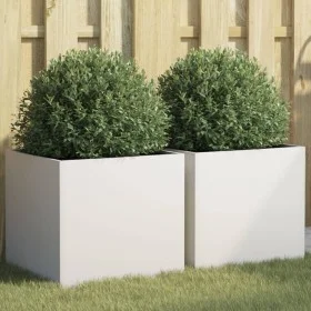 Blumenkästen 2 Stück weißer Stahl 42x40x39 cm von , Töpfe und Pflanzgefäße - Ref: Foro24-841550, Preis: 77,75 €, Rabatt: %