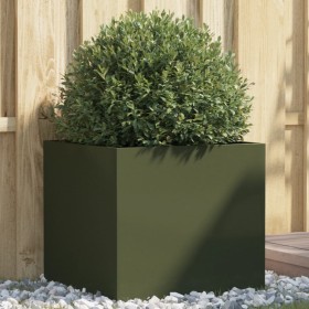 Jardinera de acero laminado en frío verde oliva 49x47x46 cm