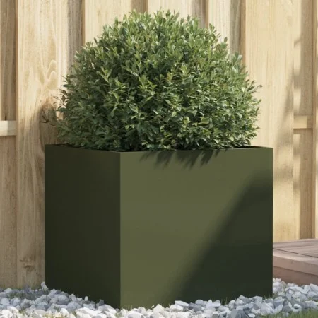 Jardinera acero verde oliva 49x47x46 cm by , Pots and planters - Ref: Foro24-841565, Price: 48,62 €, Discount: %