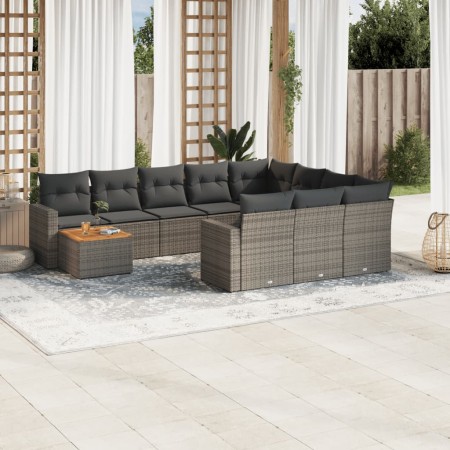 Gartensofagarnitur 11-teilig mit grauen Kissen aus synthetischem Rattan. von , Modulare Sofas für den Außenbereich - Ref: For...
