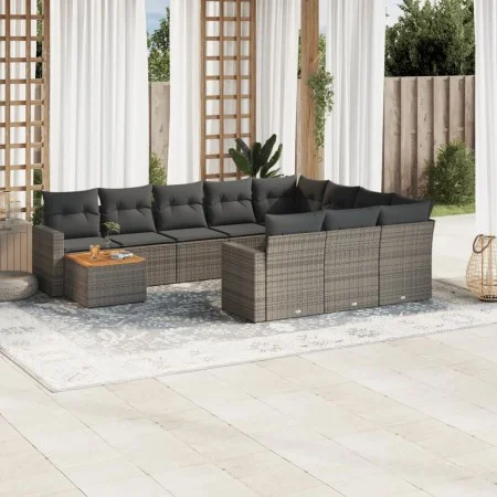 Set de sofás de jardín 11 pzas y cojines ratán sintético gris by , Modular outdoor sofas - Ref: Foro24-3224310, Price: 630,05...
