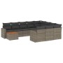 Gartensofagarnitur 11-teilig mit grauen Kissen aus synthetischem Rattan. von , Modulare Sofas für den Außenbereich - Ref: For...