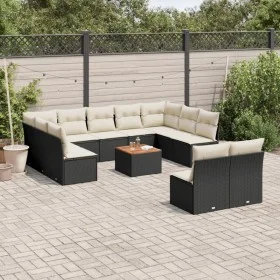 12-teiliges Gartensofa-Set mit schwarzen Kissen aus synthetischem Rattan. von , Gartensets - Ref: Foro24-3223886, Preis: 631,...