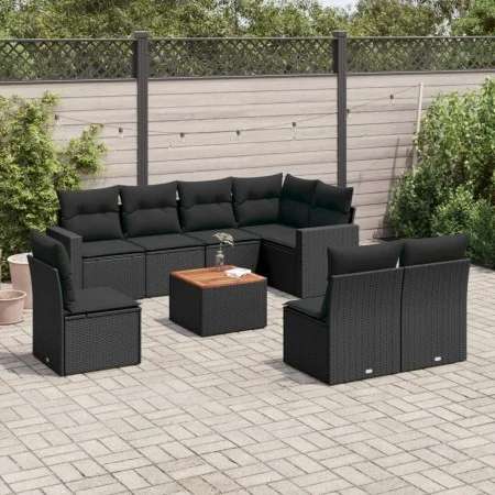 8-teiliges Gartensofa-Set und Kissen aus schwarzem Kunststoff-Rattan. von , Gartensets - Ref: Foro24-3224158, Preis: 548,69 €...