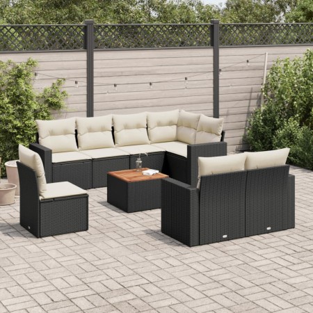 8-teiliges Gartensofa-Set und Kissen aus schwarzem Kunststoff-Rattan. von , Gartensets - Ref: Foro24-3224215, Preis: 524,50 €...