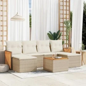 Set sofás de jardín 7 piezas y cojines ratán sintético beige by , Garden sets - Ref: Foro24-3260308, Price: 470,88 €, Discoun...
