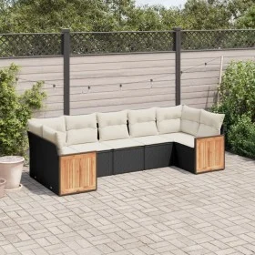 Set de comedor de jardín 7 pzas y cojines ratán sintético negro by , Garden sets - Ref: Foro24-3260348, Price: 454,54 €, Disc...