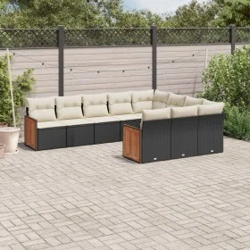 Gartensofa-Set, 10-teilig, mit schwarzen Kissen und synthetischem Rattan. von , Gartensets - Ref: Foro24-3260418, Preis: 599,...