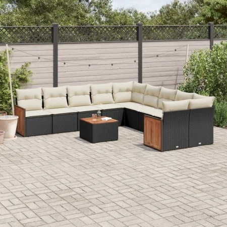 Set de sofás de jardín 11 pzas y cojines ratán sintético negro by , Garden sets - Ref: Foro24-3260439, Price: 637,39 €, Disco...