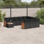 Set de sofás de jardín 11 pzas y cojines ratán sintético negro by , Garden sets - Ref: Foro24-3260445, Price: 649,27 €, Disco...