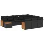 Set de sofás de jardín 11 pzas y cojines ratán sintético negro by , Garden sets - Ref: Foro24-3260445, Price: 651,57 €, Disco...