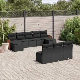 Set de sofás de jardín 10 pzas cojines ratán sintético negro by , Garden sets - Ref: Foro24-3260466, Price: 556,47 €, Discoun...