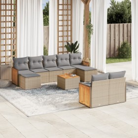 Juego de sofás jardín con cojines beige 10 pzas ratán sintético by , Garden sets - Ref: Foro24-3260491, Price: 605,59 €, Disc...