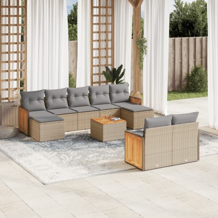 Juego de sofás jardín con cojines beige 10 pzas ratán sintético by , Garden sets - Ref: Foro24-3260491, Price: 605,59 €, Disc...