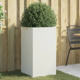 Blumenkübel aus weißem Stahl, 42x38x75 cm. von , Töpfe und Pflanzgefäße - Ref: Foro24-841578, Preis: 75,98 €, Rabatt: %