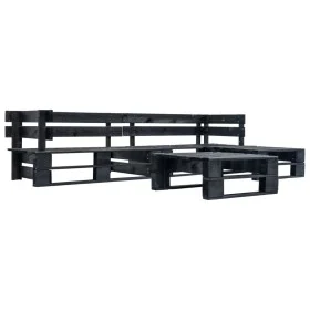 4-teiliges Garten-Palettenmöbelset aus schwarzem Holz von vidaXL, Gartensets - Ref: Foro24-277424, Preis: 216,48 €, Rabatt: %