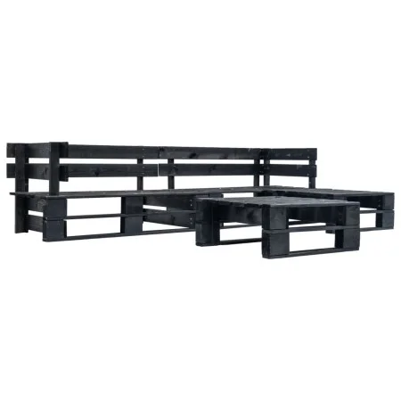 Set de muebles de palés para jardín 4 piezas madera negro de vidaXL, Conjuntos de jardín - Ref: Foro24-277424, Precio: 224,83...