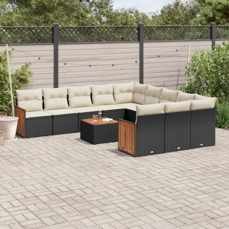 Set de sofás de jardín 12 piezas cojines ratán sintético negro by , Garden sets - Ref: Foro24-3260516, Price: 745,84 €, Disco...