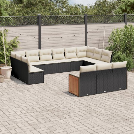Set de sofás de jardín y cojines 13 pzas ratán sintético negro by , Garden sets - Ref: Foro24-3260537, Price: 787,63 €, Disco...