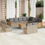 Gartensofagarnitur mit 13-teiligen Kissen aus synthetischem Rattan in Beige. von , Gartensets - Ref: Foro24-3260561, Preis: 7...