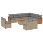 Gartensofagarnitur mit 13-teiligen Kissen aus synthetischem Rattan in Beige. von , Gartensets - Ref: Foro24-3260561, Preis: 7...