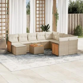 Set de sofás de jardín 11pzas con cojines ratán sintético beige by , Garden sets - Ref: Foro24-3260644, Price: 755,27 €, Disc...