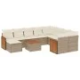 Set de sofás de jardín 11pzas con cojines ratán sintético beige by , Garden sets - Ref: Foro24-3260644, Price: 755,27 €, Disc...