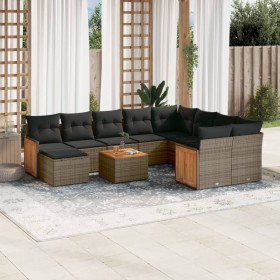 Gartensofagarnitur 11-teilig mit grauen Kissen aus synthetischem Rattan. von , Gartensets - Ref: Foro24-3260646, Preis: 652,8...