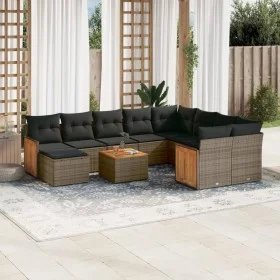 Set de sofás de jardín 11 pzas y cojines ratán sintético gris by , Garden sets - Ref: Foro24-3260646, Price: 665,55 €, Discou...